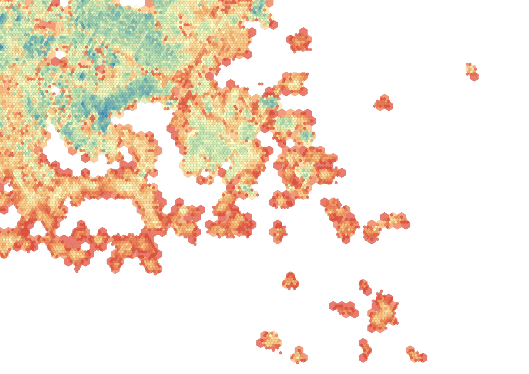 Mapa hexagonal de análisis territorial